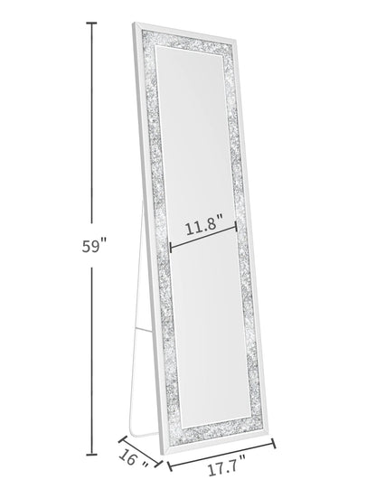 KOHROS 58"x18" Crystal Full Length Standing Floor Mirror Full Body Mirror Silver