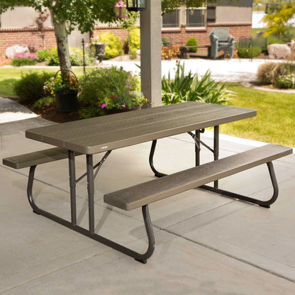 Lifetime 6 Foot Folding Picnic Table, Brown, 60105