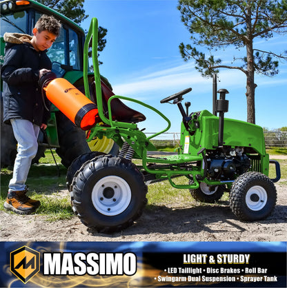 Massimo Mini Tractor 110cc 2WD Gas Go Kart �C Kids & Youth Ride-On Utility Vehicle �C Green
