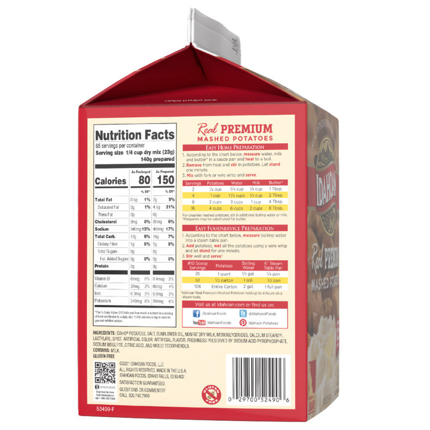 Idahoan, Real Premium Mashed Potatoes, 3.25 lbs
