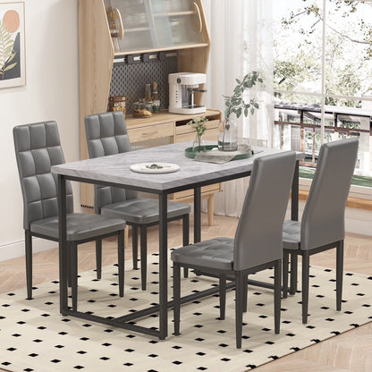SEGMART Dining Table with 4 High-Back Upholstered Chairs, Modern Dinette Set, Dining Table & Chairs Set for 4 Persons, Small Home Kitchen Dining Table Set, Ideal for Apartment Breakfast Nook