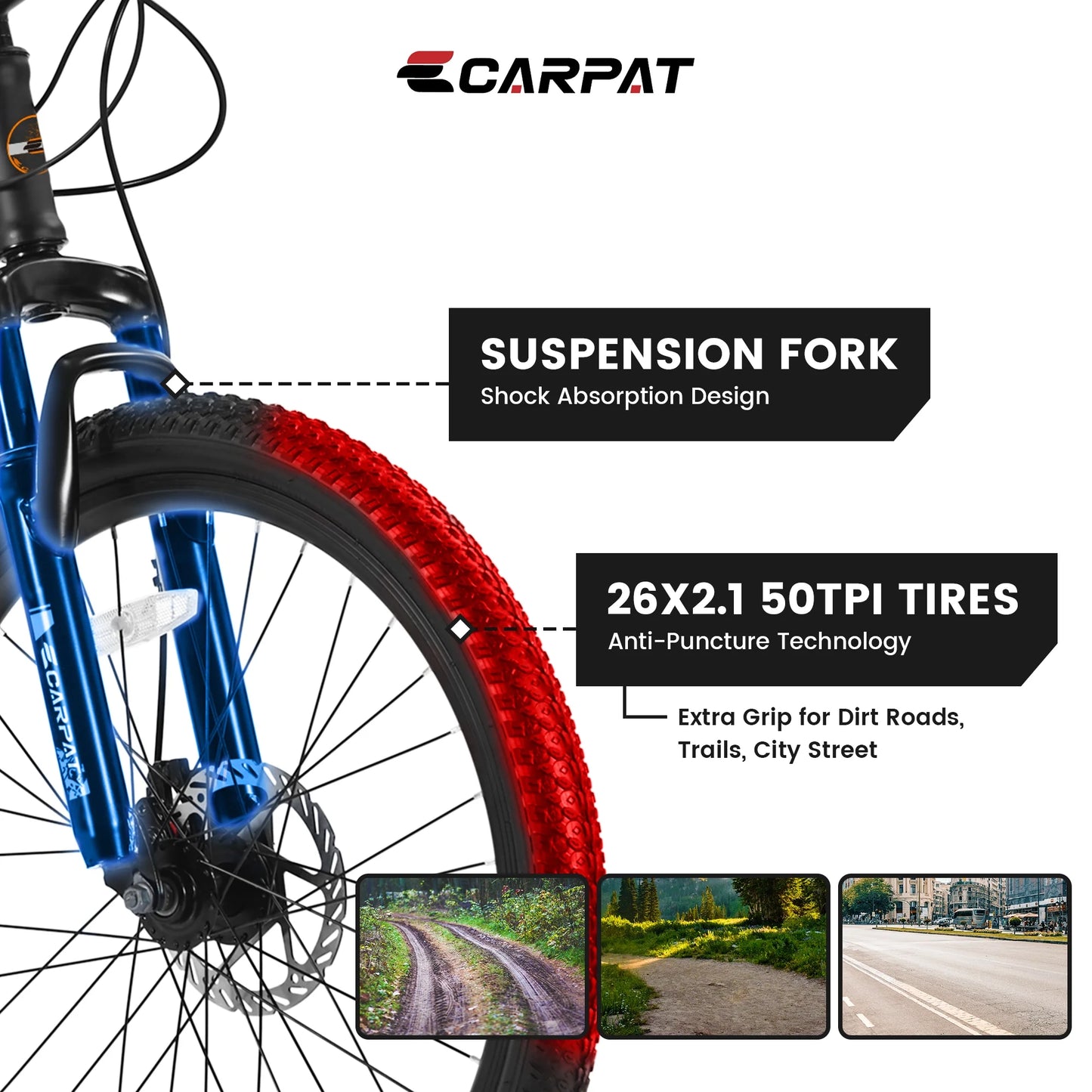 26 inch Mountain Bike for Men, Adult Mountain Bike with Shimano 21 Speed & Disc Brakes, Black Orange