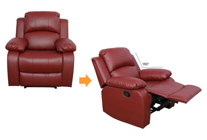 Ainehome Red Leather 3 Pieces Reclining Sofa Sets, Recliner Sofa for Living Room
