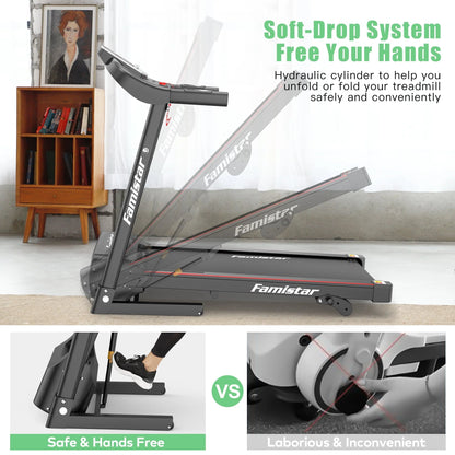 Folding Electric Exercise Treadmill with Adjustable 12% Incline and LCD Display| Bluetooth for Home and Apartment|Motorized Treadmill with 12 Automatic Programs| 265 lb Weight Capacity| LCD Display