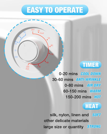 TABU Portable Washer and Dryer Set, 17.6LBS Compact Washing Machine & 8.8LBS Compact Dryer(Gray&White)