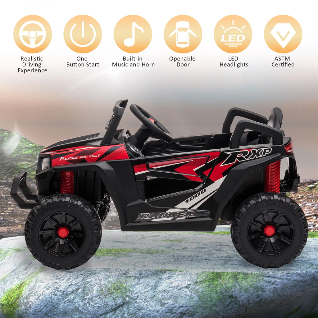 TOBBI 12V Kids Electric off-Road UTV Truck Car Battery Powered Ride on Toys for Girls with LED Headlights, Music, Horn