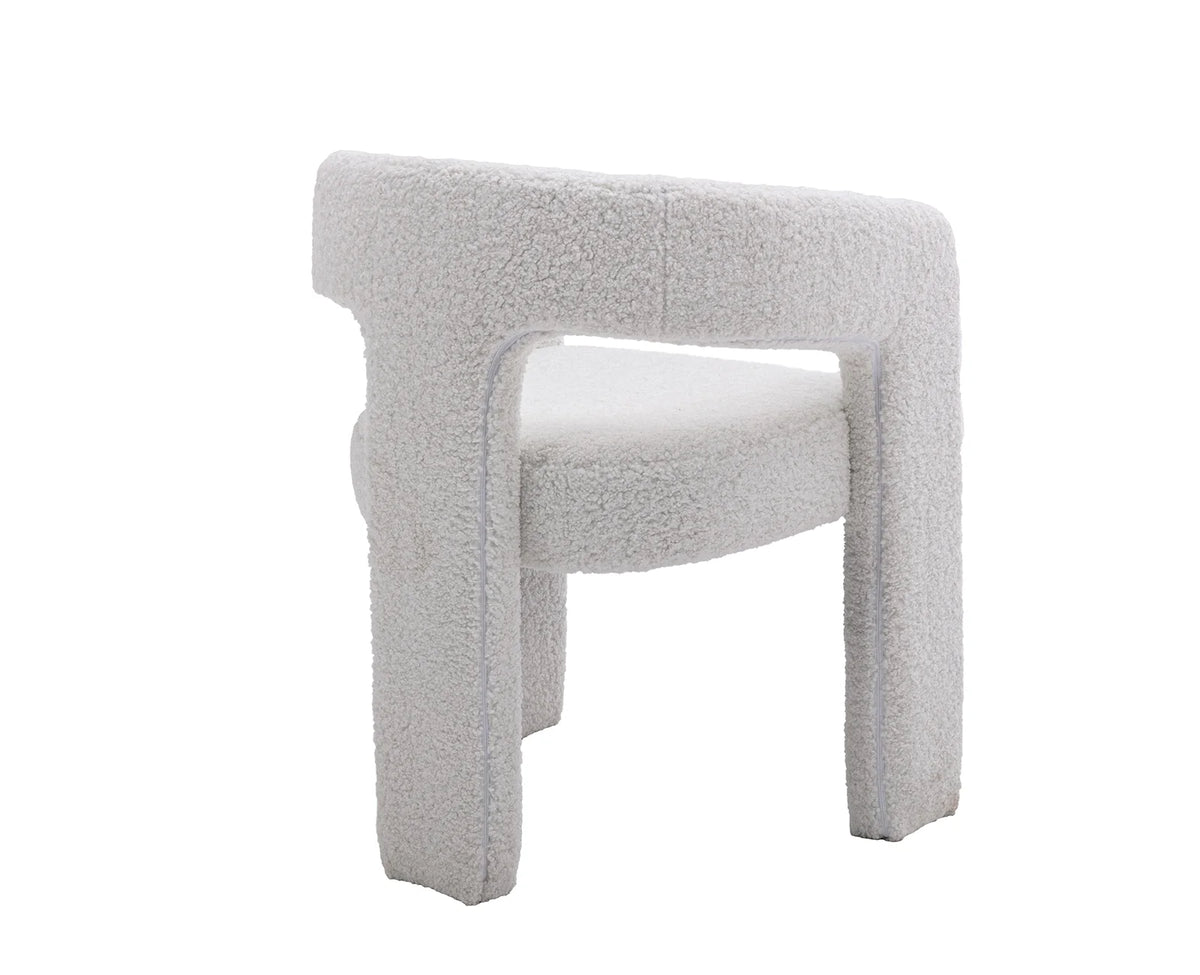 Guyou Modern Sherpa Upholstered Dining Chair, Cute Barrel Side Armchair Kitchen Chair with Armrests and Back for Living Room Dining Room Bedroom, Green