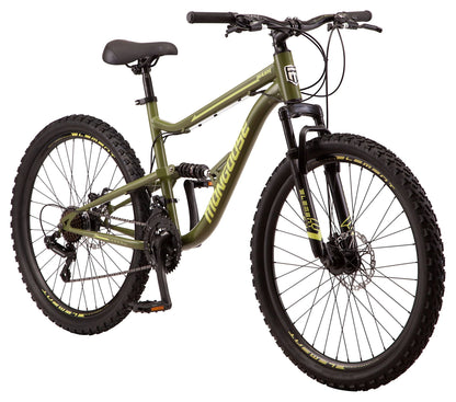 Mongoose Bash Suspension mountain bike, 21 speeds, 26-inch wheels, green