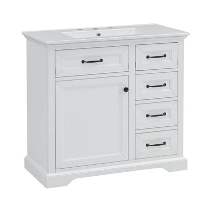 Christopher Knight Home 36" Bathroom Vanity with Sink, Tip-out Drawers, Soft-Close Doors, Grey