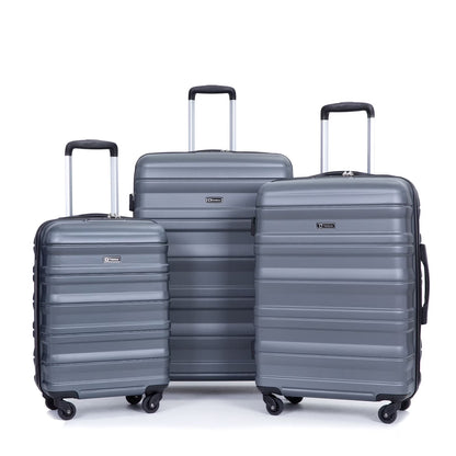 Tripcomp Hardside Luggage Set 3-Piece Set (21/25/29) Lightweight Suitcase 4-Wheeled Suitcase Set(Purple)