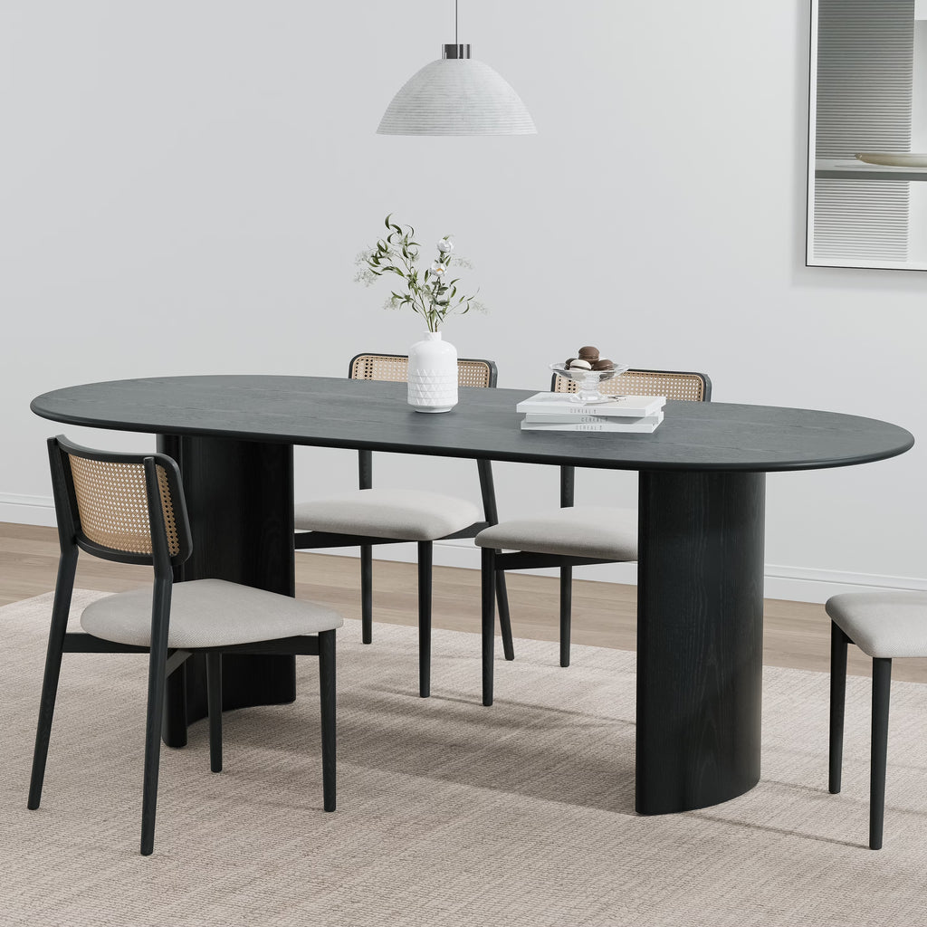 Haiden 67"x33.5" Soild Wood Dining Table Oval Kitchen Table, Walnut