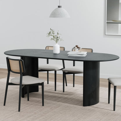 Haiden 67"x33.5" Soild Wood Dining Table Oval Kitchen Table, Walnut