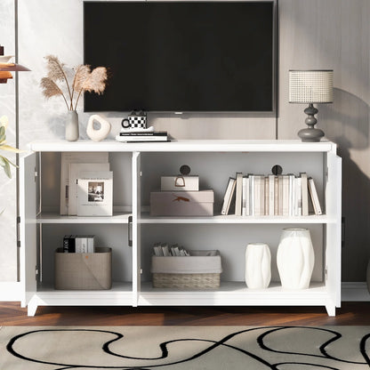 Euroco Modern TV Stand with Adjustable Shelves & Solid Wood Legs �C Media Console Cabinet with Storage for Living Room or Bedroom
