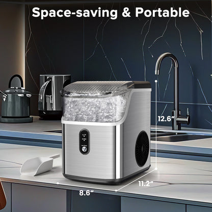 Auseo Nugget Ice Maker Countertop, Pebble Ice Maker Machine with 35lbs/24H Soft Ice, Self-Cleaning,  for Home/Kitchen/Office (Black)