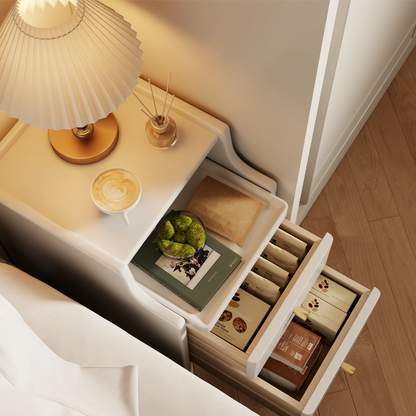 Small Nightstand,Solid Wood Nightstand with Drawers, Walnut Bedside Table for Bedroom