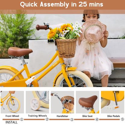 Glerc Little Molly 12 inch Kids Girls Bike for1 2-4 Years Old Child and Toddler,gifts,Pink
