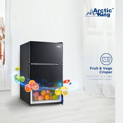 Arctic King 3.2 Cu ft Two Door Mini Fridge with Freezer, Stainless Steel, E-Star