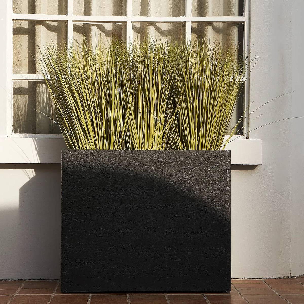 Tall Rectangular Composite Planter,Durable for All-Weather Use with Drainage Holes, Large Rectangular Planter for Outdoor and Indoor Plants