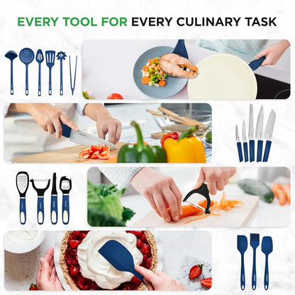 54-Piece Kitchen Cookware Set �C Complete Non-Stick Ceramic Pots and Pans Set with Utensils, Bakeware, and Knife Set, Gas, Electric & Induction Compatible, Blush Pink Kitchen Essentials