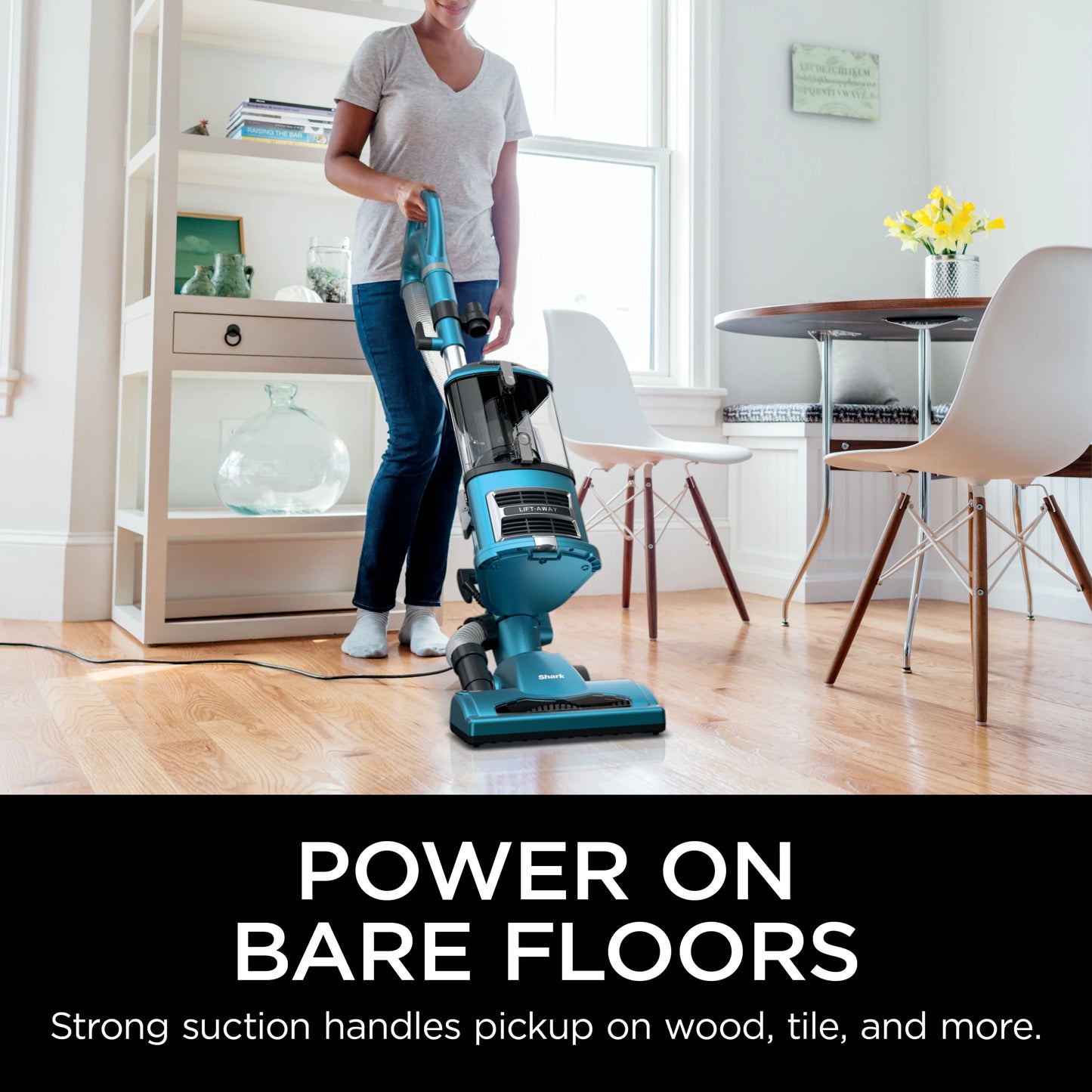 Shark Upright Vacuum, Navigator Lift-Away with Powerful Suction, Bagless, Hard Floor and Carpet, Large Dust Cup, Hepa Filter, Swivel Steering, Upholstery & Crevice Tool, NV380, Blue