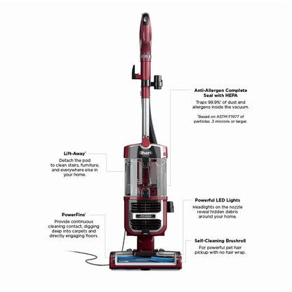 Shark Navigator Lift-Away Upright Vacuum, Pet Friendly, Powerful Suction, Self-cleaning Brushroll, HEPA Filter, Hard Floor and Carpet, Upholstery and Crevice Tool, ZU660 Burgundy