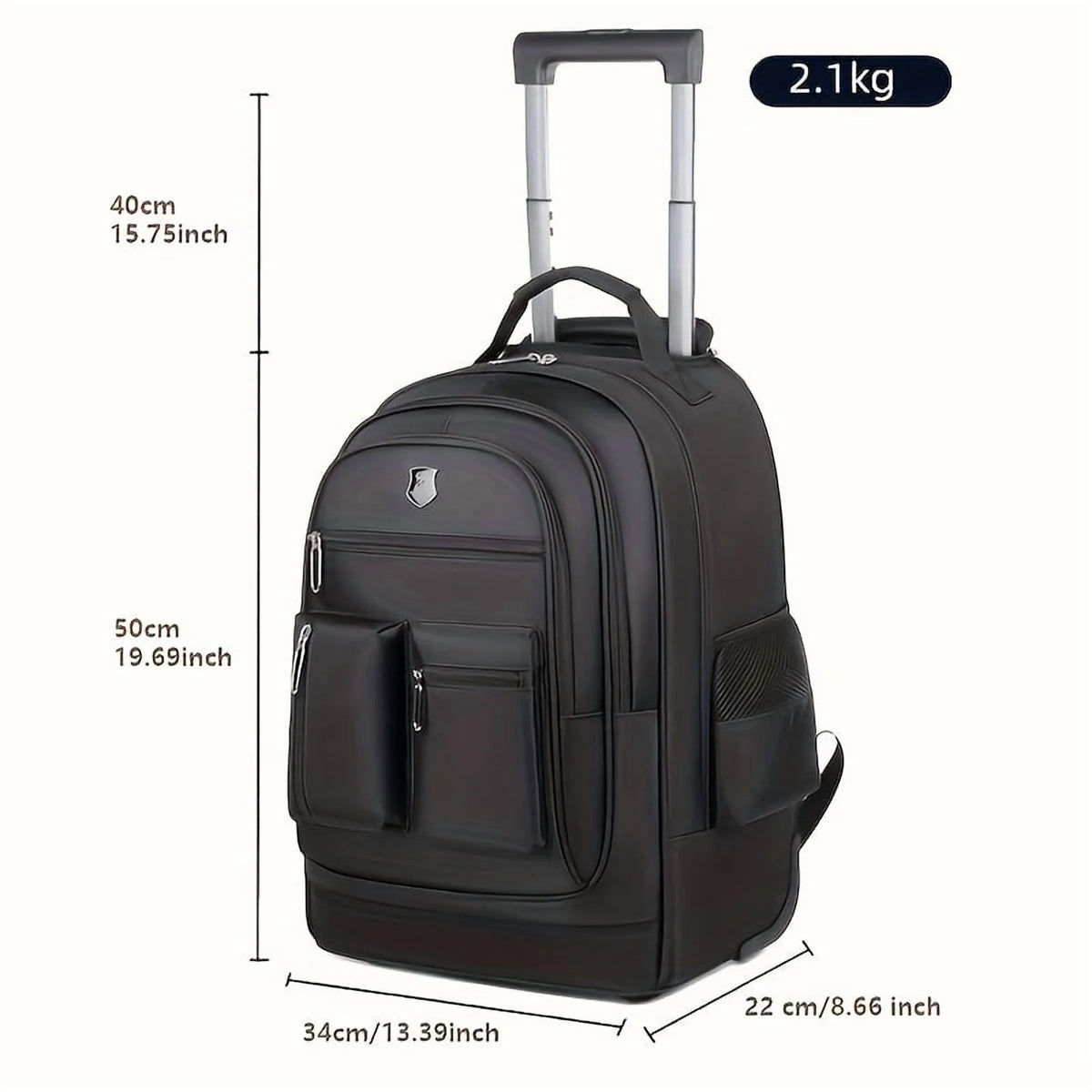 Large Rolling Backpack - Retractable Handle & Aluminum Frame - Spacious Oxford Fabric Design - For School, Travel, Picnics - Multi-Compartment