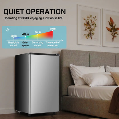 Upgraded Mini Fridge with Freezer, Compact Single Door, 3.2 Cu.Ft , Adjustable Thermostat, Low Noise, Perfect for Bedroom, Dorm, Office, 17.5" D x 17.7" W x 31.5" H, Black