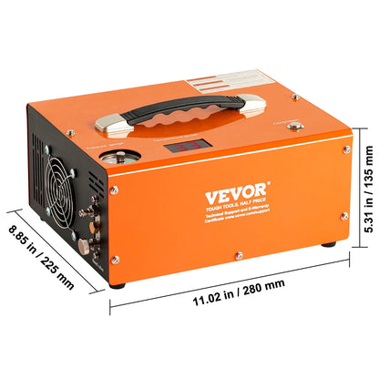 VEVOR PCP Air Compressor, 4500PSI Portable PCP Airgun Compressor with Built-in Converter, Auto-Stop | DC12V/AC120V | Oil & Water-Free Paintball Tank Compressor Pump for Air Rifle, Scuba Diving Bottle