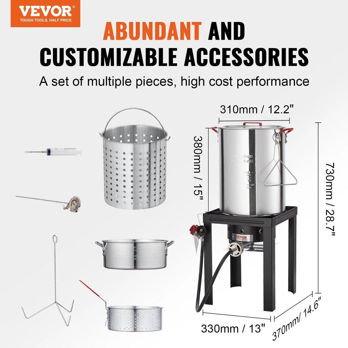 Masterbuilt 30QT Aluminum Turkey Deep Fryer Kit with High-Pressure Burner for Outdoor Use, Includes Poultry Rack and Thermometer