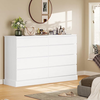 8 Drawers Double Dresser Wooden Black Chest of Drawers for Bedroom, Large Storage Cabinet for Home Living Room