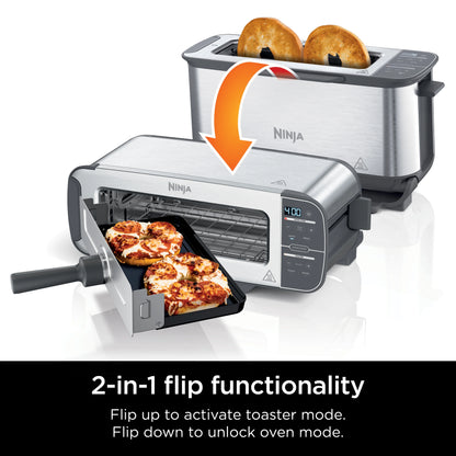 Ninja? Foodi? 2-in-1 Flip Toaster, 2-Slice Toaster, Compact Toaster Oven, Snack Maker, 1500 Watts, ST100