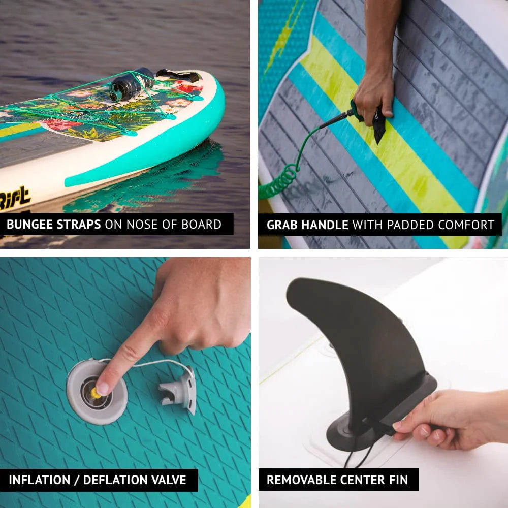 Drift Aero Inflatable Stand Up Paddle Board - SUP Paddle Board & Accessories, Including Pump, Paddle, and More - Classic Woodgrain, Adult, 10'8"