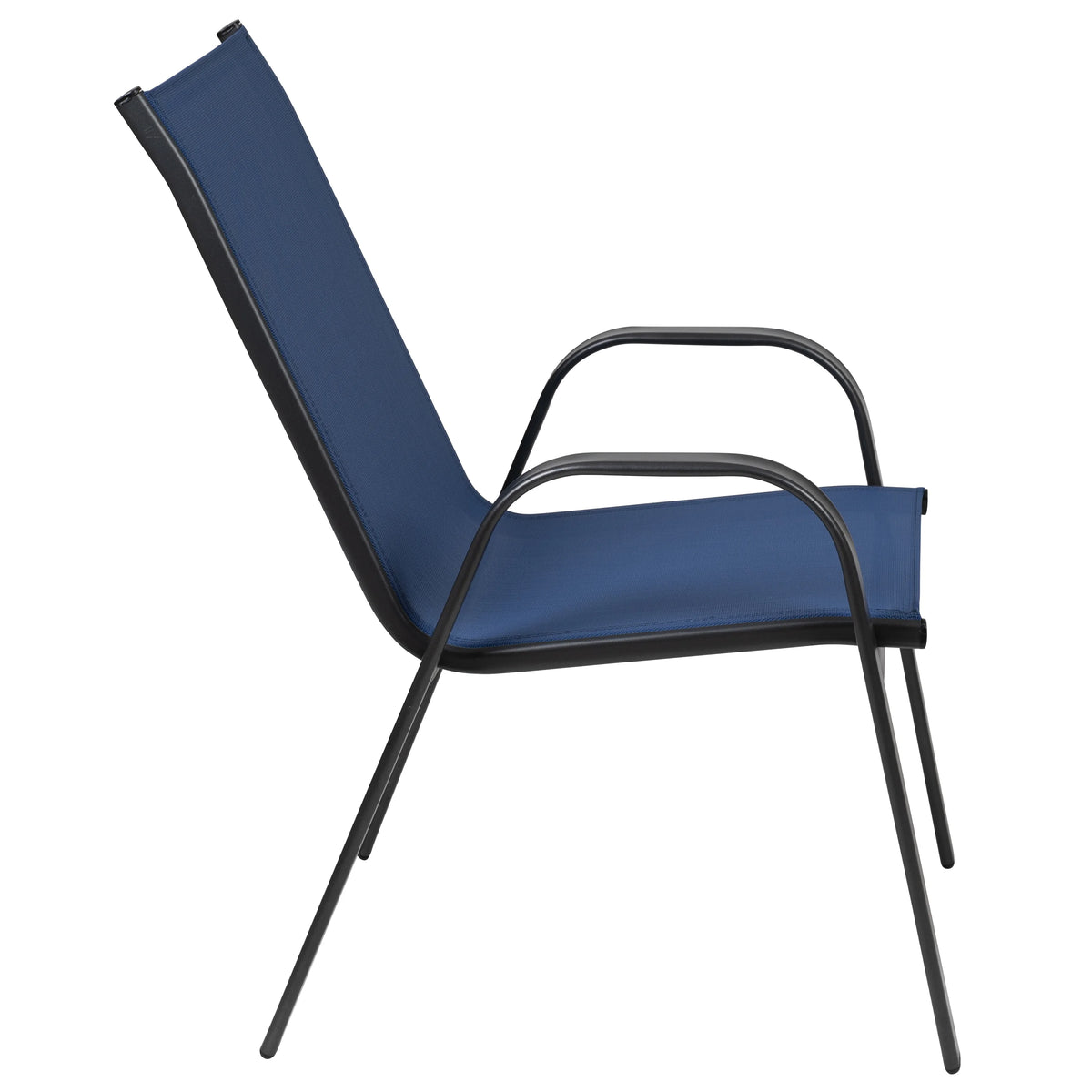 Emma + Oliver 4 Pack Gray Outdoor Stack Chair with Flex Comfort Material - Patio Stack Chair