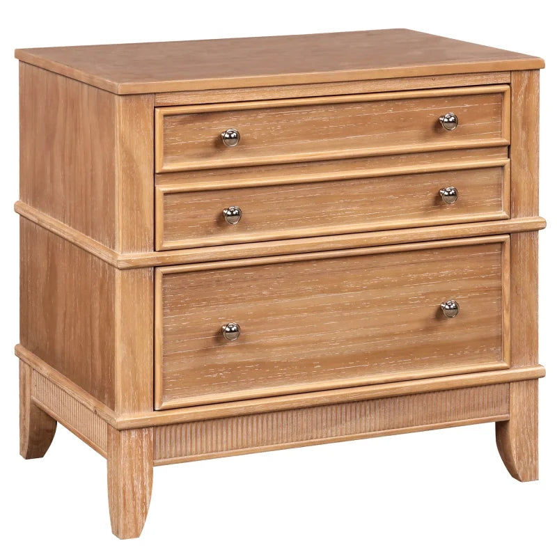Solid Wood Nightstand with 3 Drawers,Modern End Table Storage Chest Bedside Table Sofa Table Storage Cabinet for Living Room,Bedroom