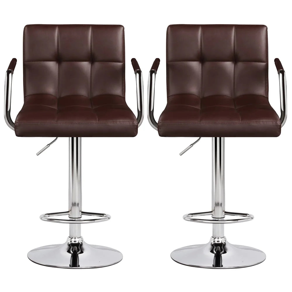 Yaheetech 2pcs PU Leather Adjustable Bar Stools for Dining Room, Black