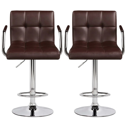 Yaheetech 2pcs PU Leather Adjustable Bar Stools for Dining Room, Black