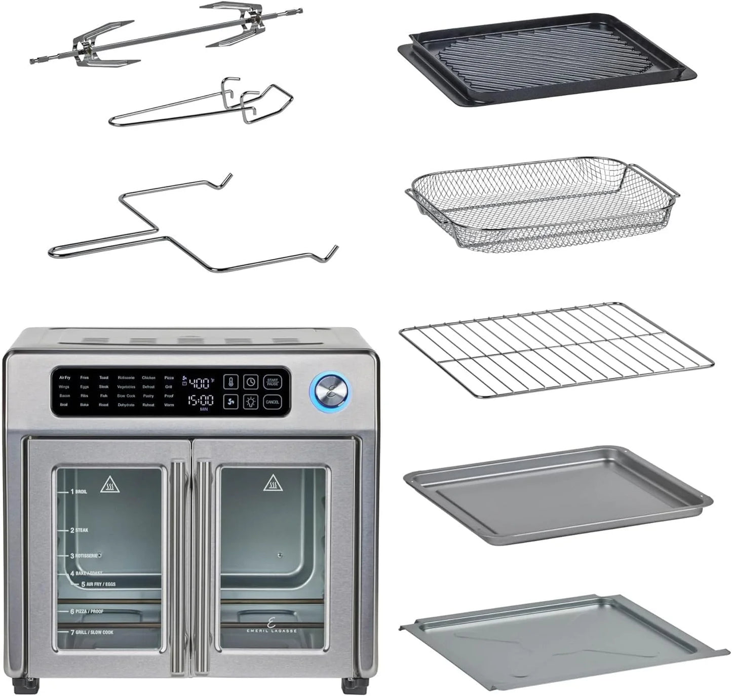 Emeril Lagasse French Door Air Fryer Toaster Oven Combo, 26QT, Stainless Steel, 4-00675-02X