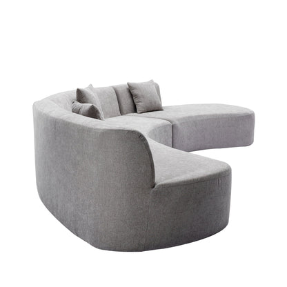 Harper & Bright Designs Modern Curved Floor Sofa Set, Modular Sectional Sponge Couch for Living Room, 2 PC Free Combination No Assembly Foam-Filled Sofa, Beige