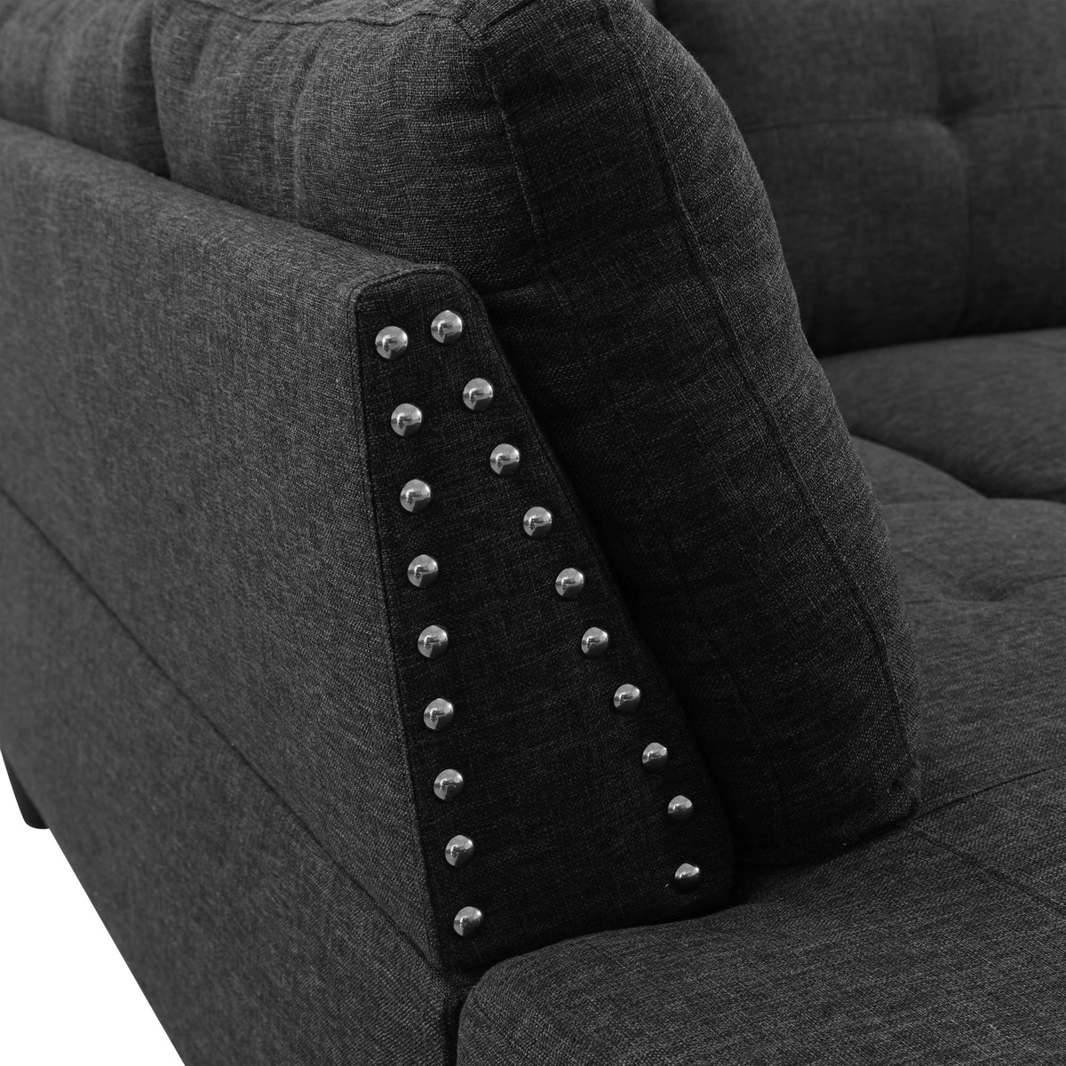 Aukfa 3 Piece Sectional Sofa, Living Room Couch with Storage Ottoman&Cup Holder, Linen, Right Hand, Purple