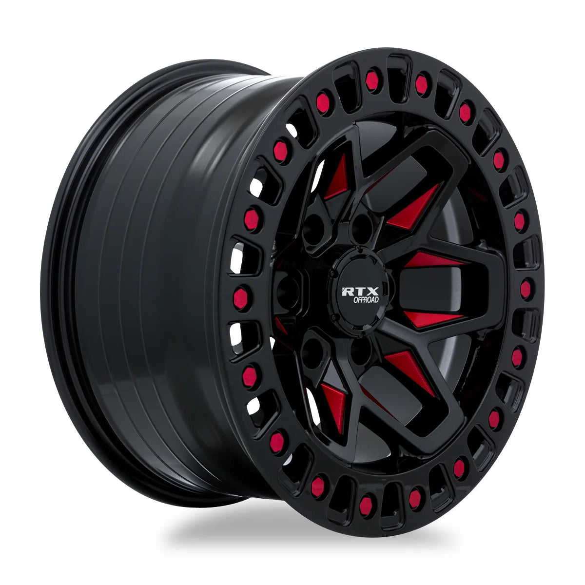 RTX Zion 17x9 6x139.7 ET0 CB106.1 Gloss Black Milled Red Wheel