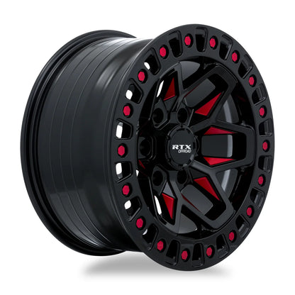 RTX Zion 17x9 6x139.7 ET0 CB106.1 Gloss Black Milled Red Wheel
