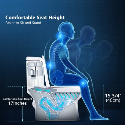 DeerValley Ally 10 in. Rough in Size 1-Piece 0.8/1.28 GPF Dual Flush Elongated Toilet in White, Seat Included