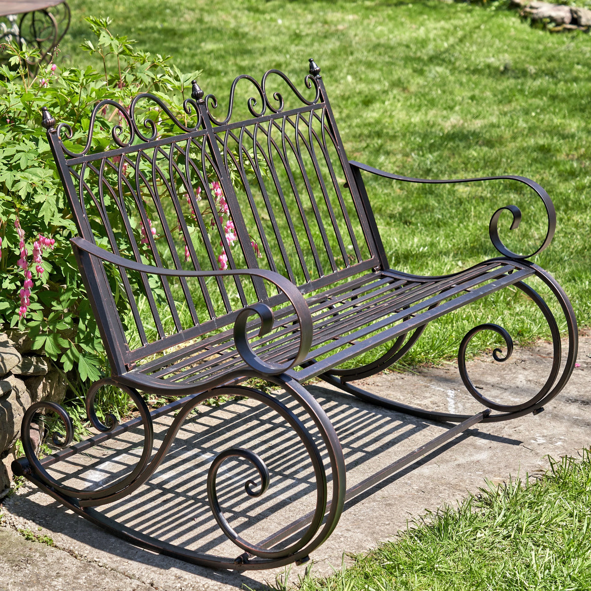 Outdoor Metal Rocking Arm Chair/Bench (Bench, Bronze)
