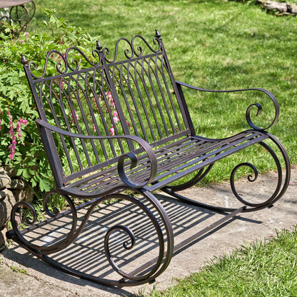 Outdoor Metal Rocking Arm Chair/Bench (Bench, Bronze)