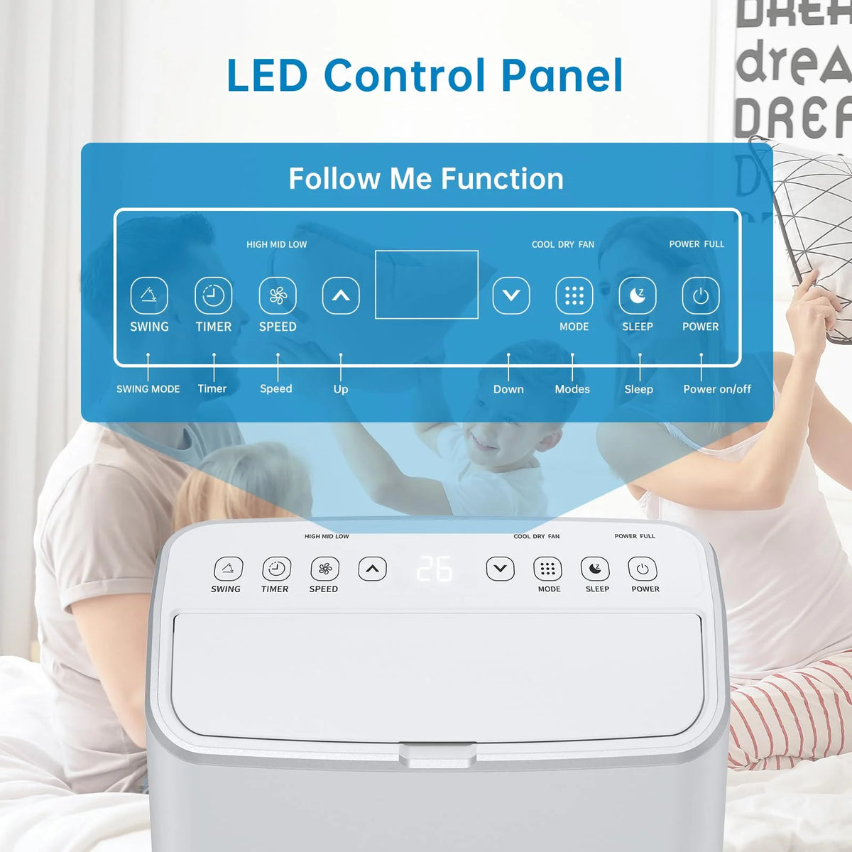 TROPOW 15,000 BTU Portable Air Conditioners, Cools up to 800 Sq.ft, Portable AC Built-in Cool with Dehumidifier and Fan Modes, Remote Control and Installation Kits, < 50dB, White