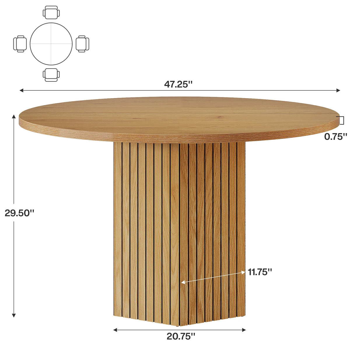 Tribesigns Wood Dining Table Round Kitchen Table for Dining Room, 47 inch Dinner Table