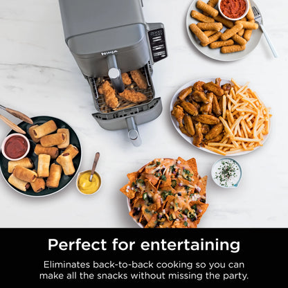 Ninja DoubleStack XL 2-Basket Air Fryer, DoubleStack Technology Cooks 4 Foods at Once, Space Saving Design, 10 QT, 4-in-1, Smart Finish & Match Cook, SL400