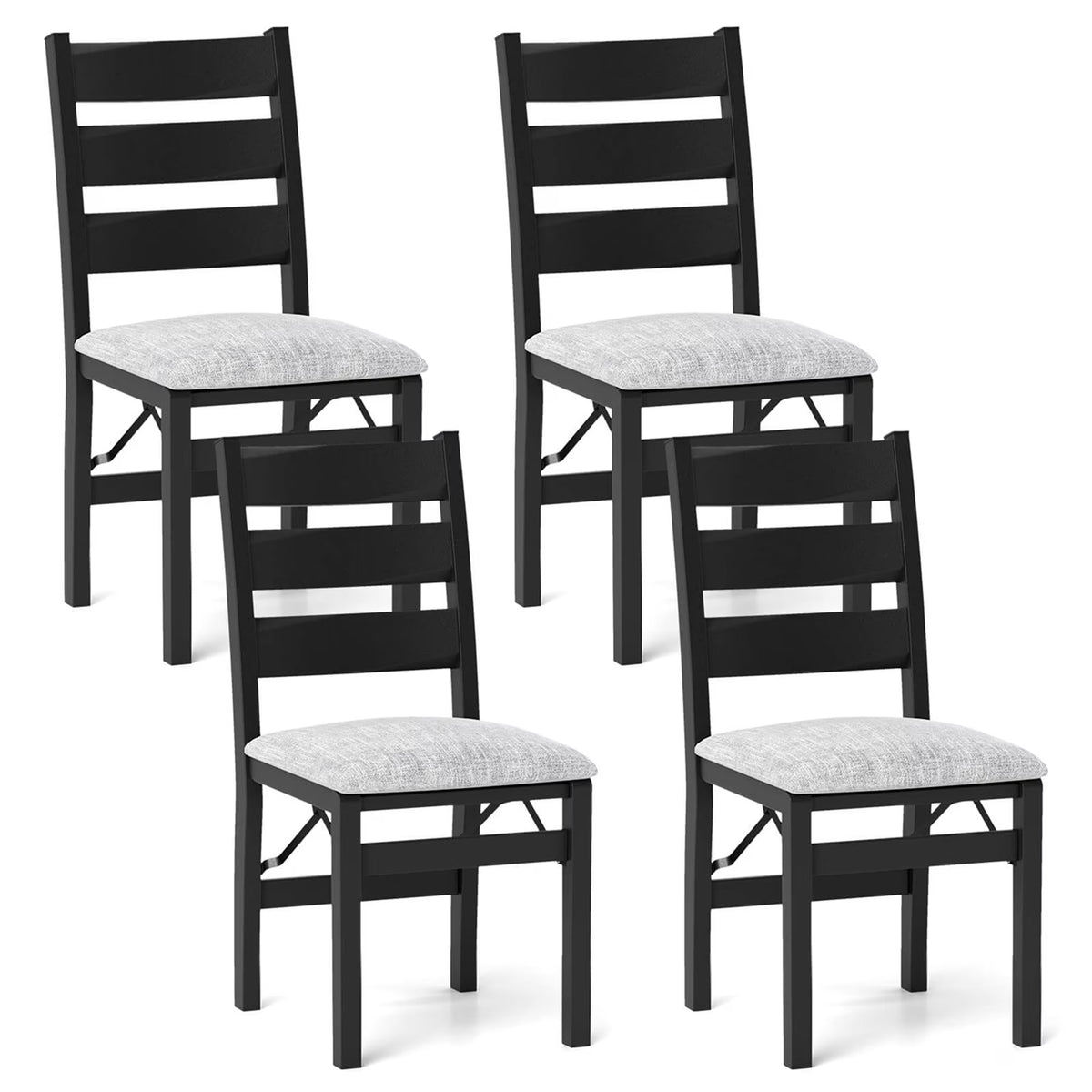 Costway Folding Chairs Set of 2 Modern Upholstered Chairs with Comfy Backrest & Padded Seat