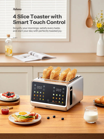 4 Slice Toaster, Touchscreen & Dual Independent Control Panel