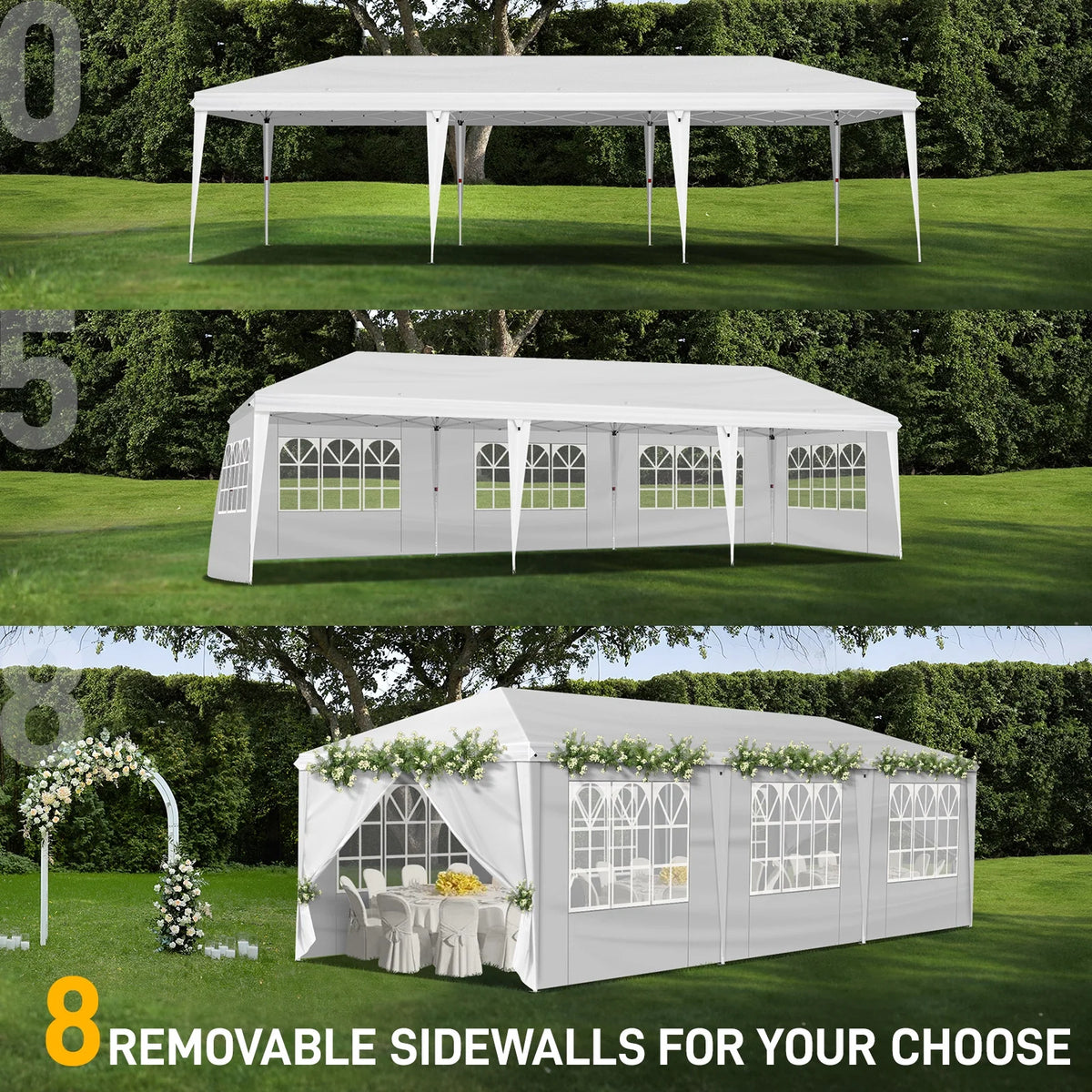 Ktaxon 10'X30'  Pop up Wedding Party Tent Foldable Gazebo W/8 Sidewalls Canopy White